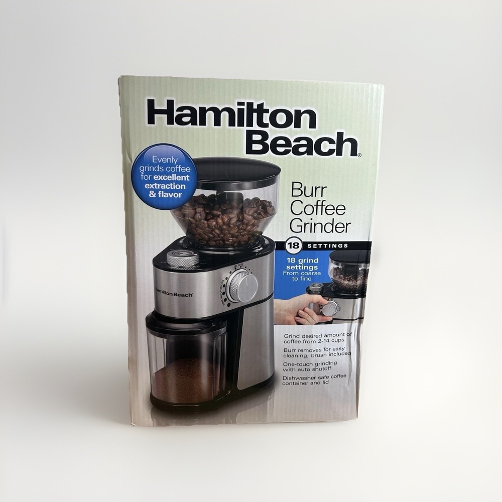 NEW Hamilton Beach 80385 Electric Burr Coffee Grinder 18 Settings 2-14 Cup